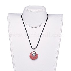 Collares pendientes de roca de lava teñida natural de aleación&nbsp;NJEW-JN02453-M