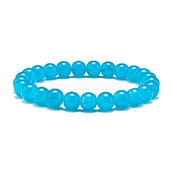 8 mm Jade-Imitation Glas runde Perlen Stretch-Armband für Mädchen Frauen&nbsp;BJEW-JB07179