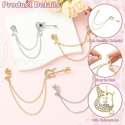 4 Stück 4 Stile Legierung Strass hängende Kette Brosche&nbsp;JEWB-CJ0003-55
