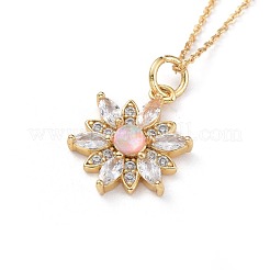 Colliers en laiton avec pendentif avec zircone cubique de micro pave&nbsp;NJEW-JN02523-M