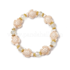 3 pz 3 stili braccialetti elastici con perline sintetiche turchesi&nbsp;BJEW-JB11574