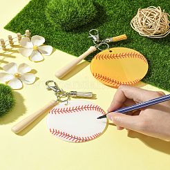 Baseball-Anhänger aus Acryl und Holz&nbsp;HJEW-YW00012-01