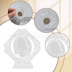 2 boîte de rangement rotative en plastique transparent pour pièces commémoratives&nbsp;DJEW-SP0001-09