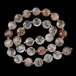 Hebras de cuentas de cuarzo rutilado de oro negro natural&nbsp;G-C116-A182-01