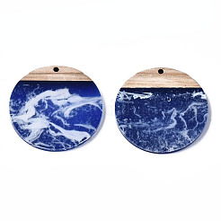 Pendentifs en résine opaque et bois de noyer&nbsp;RESI-T035-25-B01