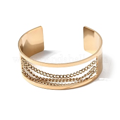 Bracelets manchettes ouvertes multichaînes en acier inoxydable 304&nbsp;BJEW-K264-06G