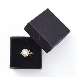 Einstellbare natürliche Pearl Fingerringe&nbsp;RJEW-JR00289