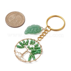 Schlüsselanhänger aus Glasperlen mit Lebensbaum und Blatt&nbsp;KEYC-MZ00006