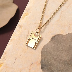 Colliers avec pendentif rectangulaire en forme de chat&nbsp;FS-WGDBF09-01