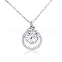 Collane con catena in lega con ciondolo a forma di lente d'ingrandimento a forma di fiore&nbsp;NJEW-WH0013-74S