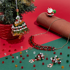 300 Stück transparente Glasperlen in 6 Farben mit Weihnachtsmotiven&nbsp;GLAA-PH0003-53