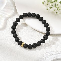 Pulseras elásticas redondas de cuentas de roca volcánica natural de 8.5 mm para mujer&nbsp;BJEW-JB14351