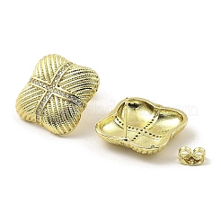 Boucles d'oreilles carrées en laiton plaqué en rack&nbsp;EJEW-H117-05G