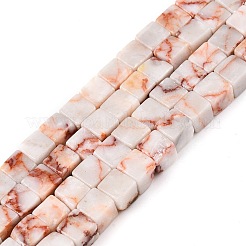 Fili di perline netstone rosso naturale&nbsp;G-T139-6x6-07A