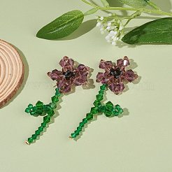 Nachgemachte österreichische kristallblume des lebens baumelnde ohrstecker&nbsp;EJEW-TA00029-03