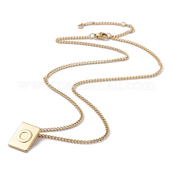 Collana con ciondolo rettangolare con lettera iniziale in acciaio inossidabile per uomo e donna&nbsp;LS-NJEW-E090-01G-15