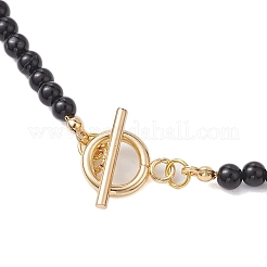 Natürliche schwarze Onyx Halskette&nbsp;NJEW-JN04892