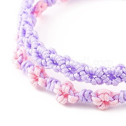 2 Stück 2 Farben Pfirsichblüten geflochtenes Schnurarmband&nbsp;BJEW-JB07610-05