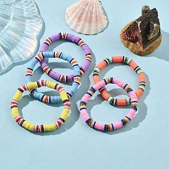 5 Stück 5-farbiges Polymer-Ton-Heishi-Surfer-Stretch-Armband-Set&nbsp;BJEW-JB09862