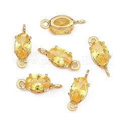 Breloques connecteurs ovales en laiton pavé de zircone cubique shegrace&nbsp;XGRQ2O646-437C-G
