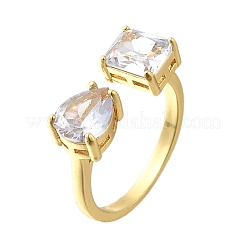 Anillos de puño de circonita cúbica micro pavé de latón para mujer&nbsp;RJEW-F181-08G-01