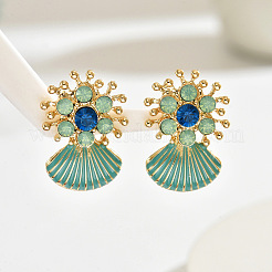 Ohrstecker aus Emaille-Legierung mit Blume und Muschelform&nbsp;FS-WGC534F-01