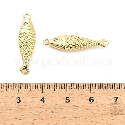 Breloques connecteurs en forme de poisson en laiton micro pavé et zircone cubique transparente&nbsp;KK-H527-37G