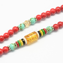 4-boucle enveloppement bouddha méditation jade jaune bracelets de perles&nbsp;BJEW-R039-01