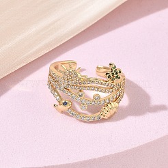Anillos abiertos de latón con micro pavé de circonita cúbica&nbsp;CU-CBAEC29-04G