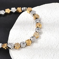 Bracciali bicolore in acciaio inossidabile 304 con micro pavé di zirconi cubici trasparenti&nbsp;SA-CBAB122-02B