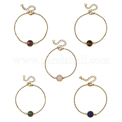 Halbrunde Gliederarmbänder aus Natursteinperlen&nbsp;BJEW-JB14119