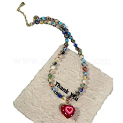 Colliers avec pendentif en forme de cœur en verre de Bohème pour femmes&nbsp;FS-WG4E31E-01