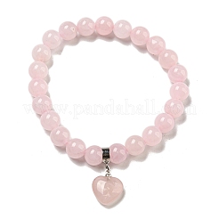 8.5 mm runde Stretch-Armbänder aus natürlichen Rosenquarzperlen&nbsp;BJEW-C074-01L