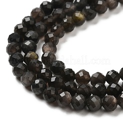 Natürliche silberglänzende Obsidian-Perlenstränge&nbsp;LS-G-E608-A02-C