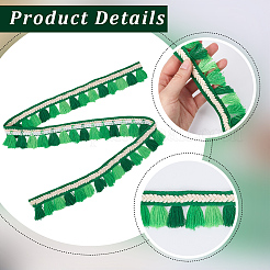 5 m de bordures en dentelle à franges en polyester de style ethnique&nbsp;SRIB-CY0001-03B