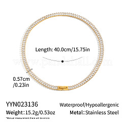 Collane tennis rettangolari da donna in acciaio inossidabile 304 con pavé di zirconi cubici trasparenti 3A.&nbsp;MM2615-1