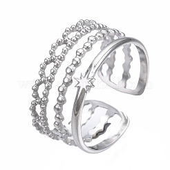 Bague manchette ouverte en acier inoxydable 304 anti-ternissement&nbsp;RJEW-T023-94P