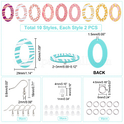 20 pz 10 stili pendenti ovali in acrilico stampato opaco&nbsp;DIY-PH0002-81