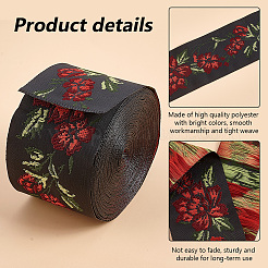7 m flaches Polyester-Jacquard-Blumenband im Ethno-Stil&nbsp;OCOR-WH0082-132