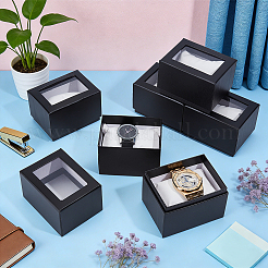 Cajas de embalaje de papel para joyas y relojes con tapa de ventana de PVC y almohada en el interior&nbsp;CON-WH0089-259C