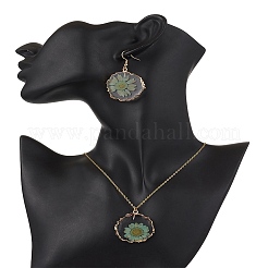 Ohrringe und Halsketten-Sets mit getrockneten Blumen aus Kunstharz&nbsp;SJEW-FS00005