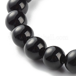 Energie-Stretch-Armband aus natürlichem Obsidian und nichtmagnetischem synthetischem Hämatit mit runden Perlen für Männer und Frauen&nbsp;BJEW-JB06968-04