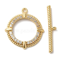 Messing Micro Pave klare Zirkonia Knebelverschlüsse&nbsp;KK-N254-79G