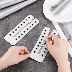 Inserciones de cremallera de cuero con cordones para zapatos&nbsp;DIY-WH0700-47A