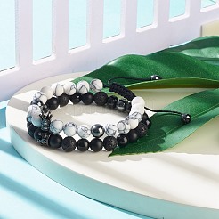 2 Stück 2 Stil Zirkonia geflochtenes Perlenarmband&nbsp;BJEW-JB08050-01