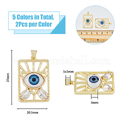 10 Stück 5 Farben Messing Micro Pave klare Zirkonia Anhänger&nbsp;ZIRC-DC0001-19