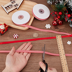 25 Yards weihnachtlich gestreiftes Polyester-Ripsband&nbsp;OCOR-WH0090-96