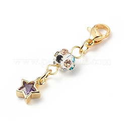 Decorazioni pendenti a stella in ottone con zirconi cubici&nbsp;HJEW-JM00794