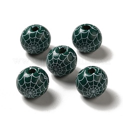 Halloween ragnatele stampate in legno colorato perline europee&nbsp;WOOD-K007-04F