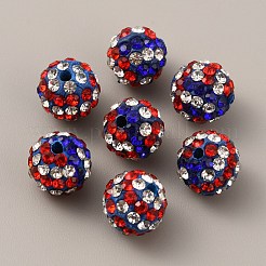 Unabhängigkeitstag Thema Polymer Clay Strass runde Perlen&nbsp;PORC-WH0001-04